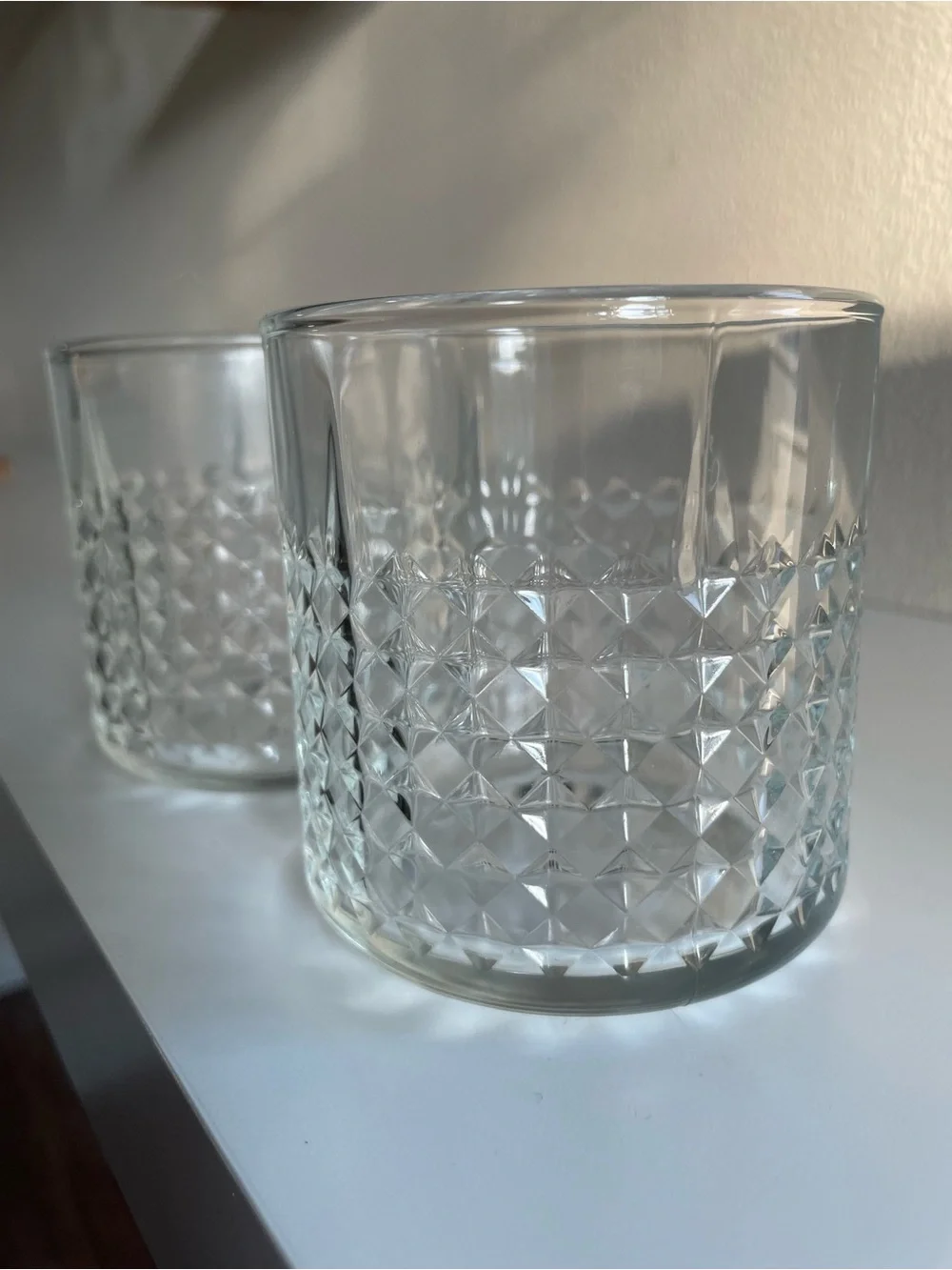 Set of 2 IKEA Textured Clear Glass Tumblers